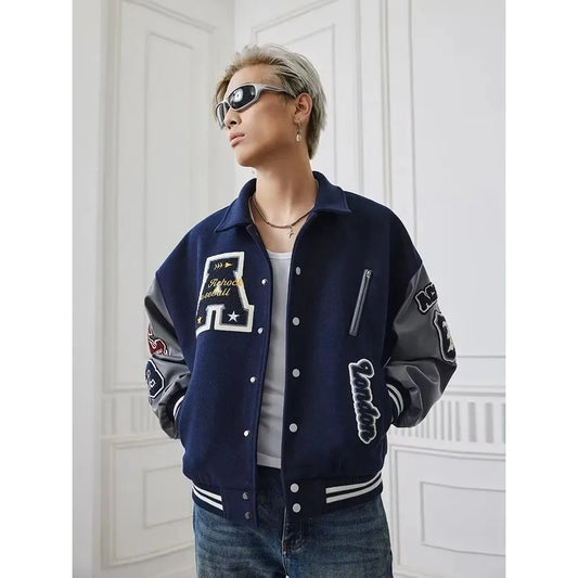 Spring And Autumn Baseball Uniform Letter Loose Trendy High Street Coat