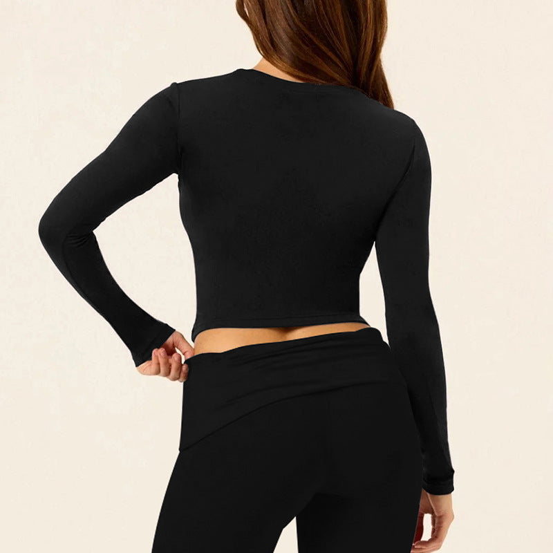 Long-sleeved Yoga Clothes And Small Round Neck Exercise