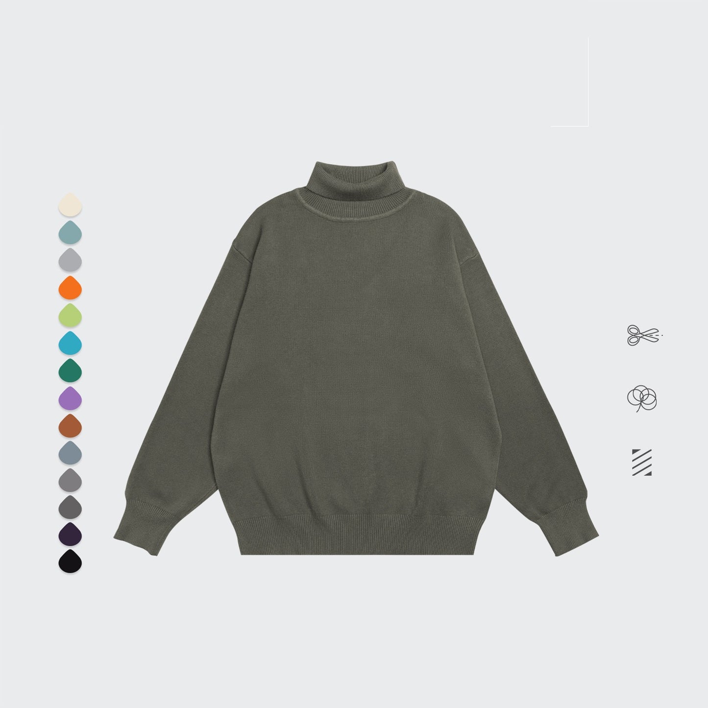 Core Spun Loose High Neck Sweater Solid Color Knitwear