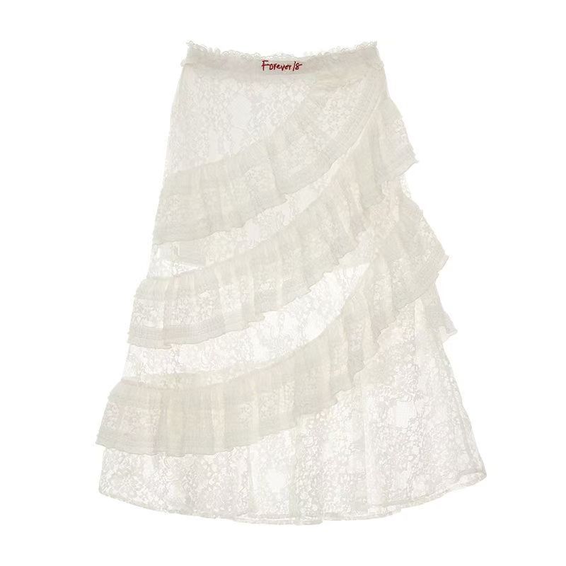 Y2K American-style Retro Lace Tiered Skirt
