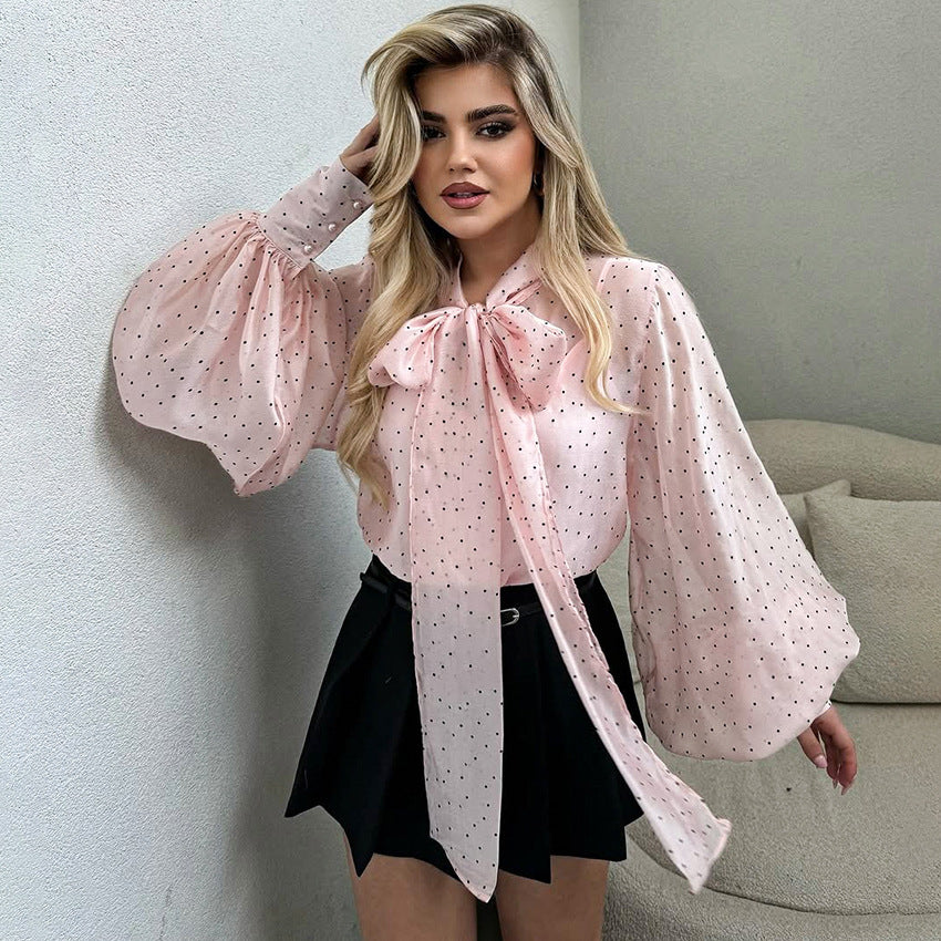 French-style Elegant Bow-tie Top For Women