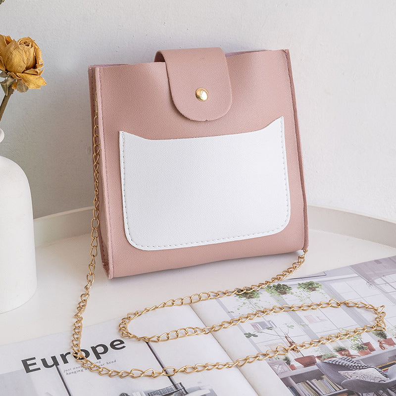 Simple Fashion Shoulder Slung Ladies Contrast Color