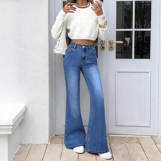 Afslappede slim-fit bootcut-bukser i high street-stil