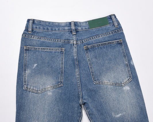 High Street Tide Brand Washed Retro Patchwork Pants