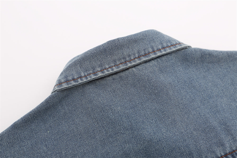 Stitching Contrast Color Irregular Shirt Coat