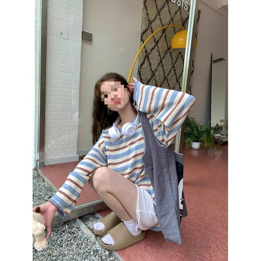 V-neck Loose Slimming Knitted Bottoming Shirt Top