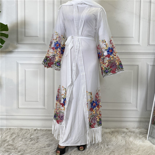 Women's Cardigan Embroidered Mesh Gown