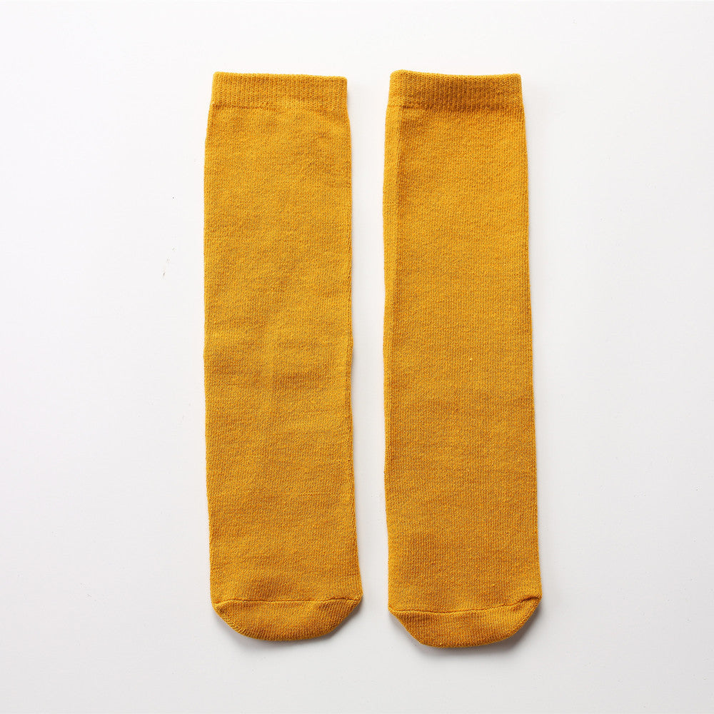 Solid Color Middle Tube Bright Color College Style Parent-child Socks