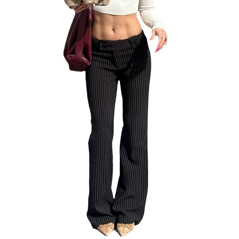 Striped Contrast Color Slightly Pull Women's Casual Pants