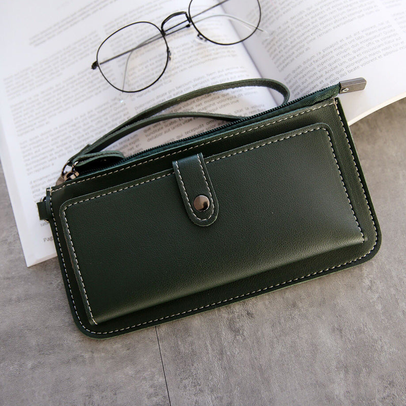 The new spring and summer women's long simple multifunctional hand clasp zipper zipper multi Card Wallet students