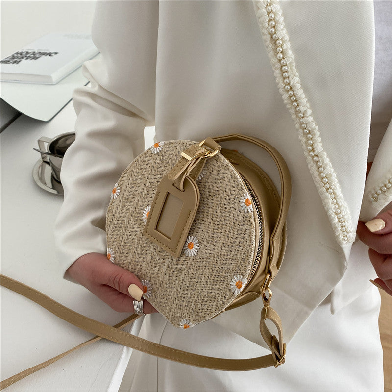 Women's All Match Straw Lace Round Bag Shoulder Messenger