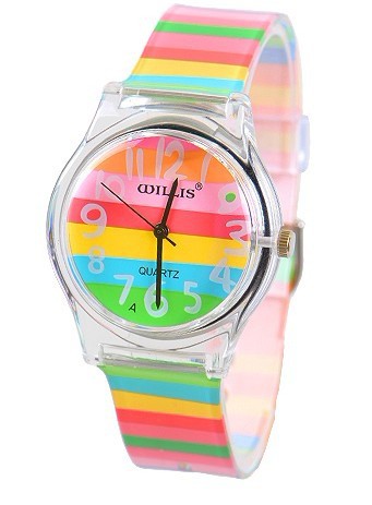 Striped student sports quartz watch