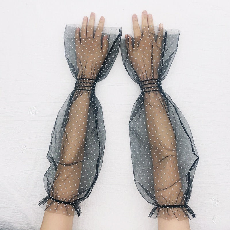 Ladies' Mesh Sun Protection Love Polka Dot Gloves