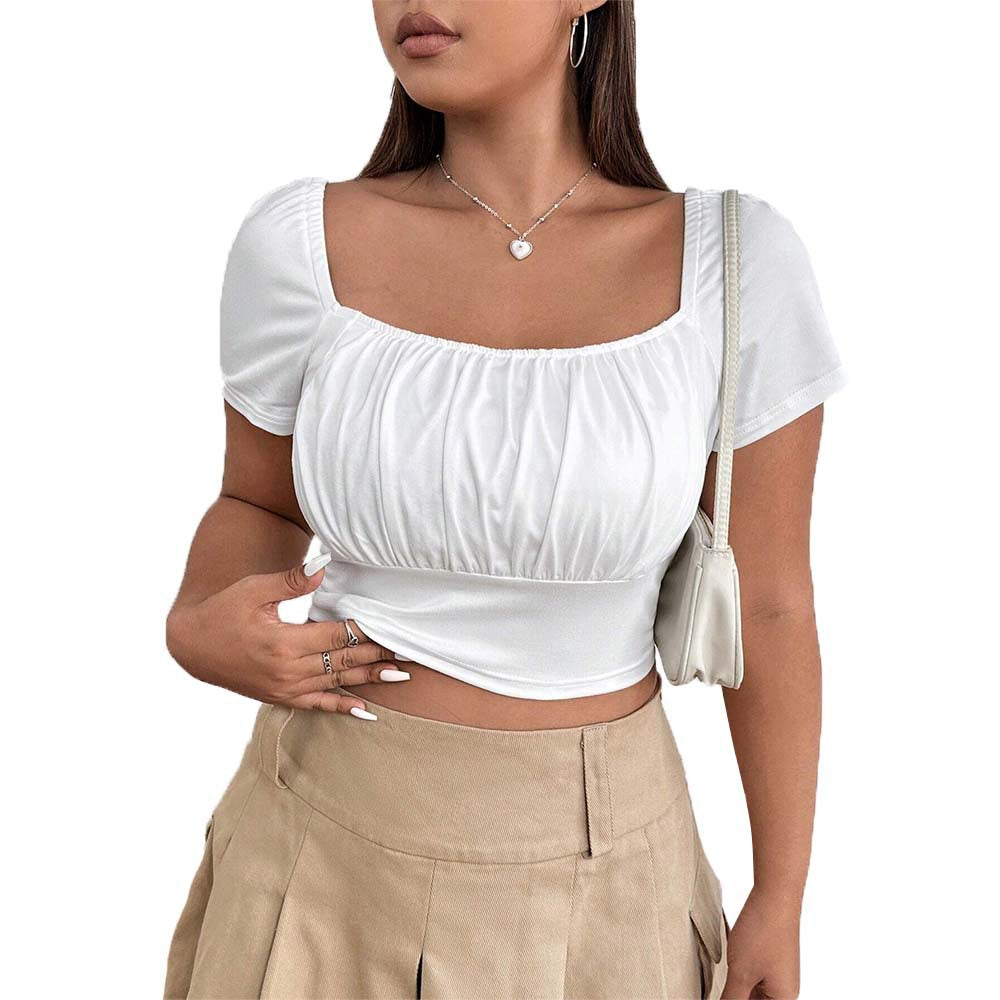 Elegant Square Neck Summer New Slim-fit T-shirt
