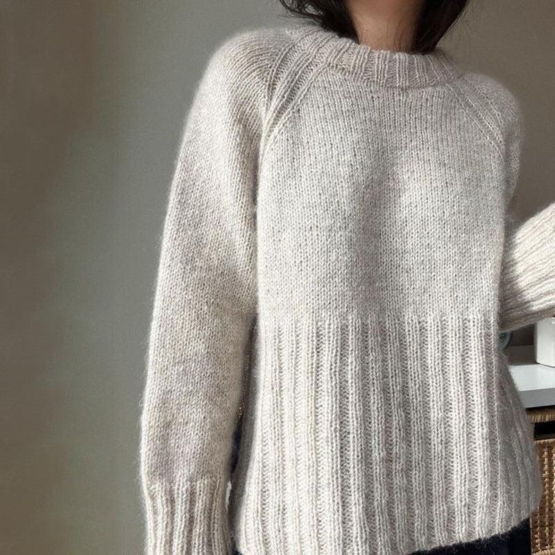 Women's Pure Color All-matching Pullover Raglan Long Sleeve Sweater Autumn And Winter
