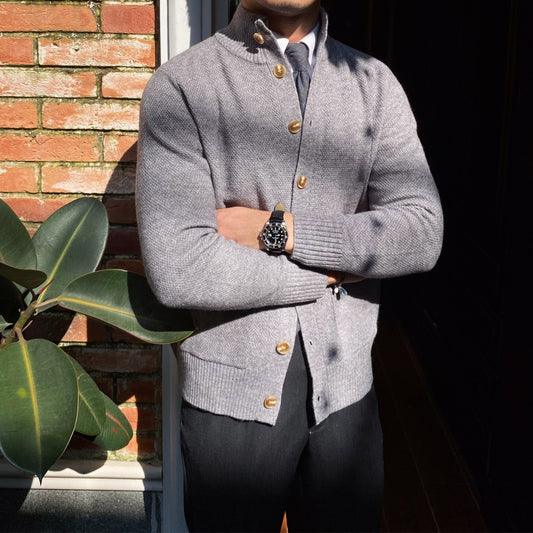 Warm Single-breasted Knitted Cardigan Coat Stand Collar Sweater