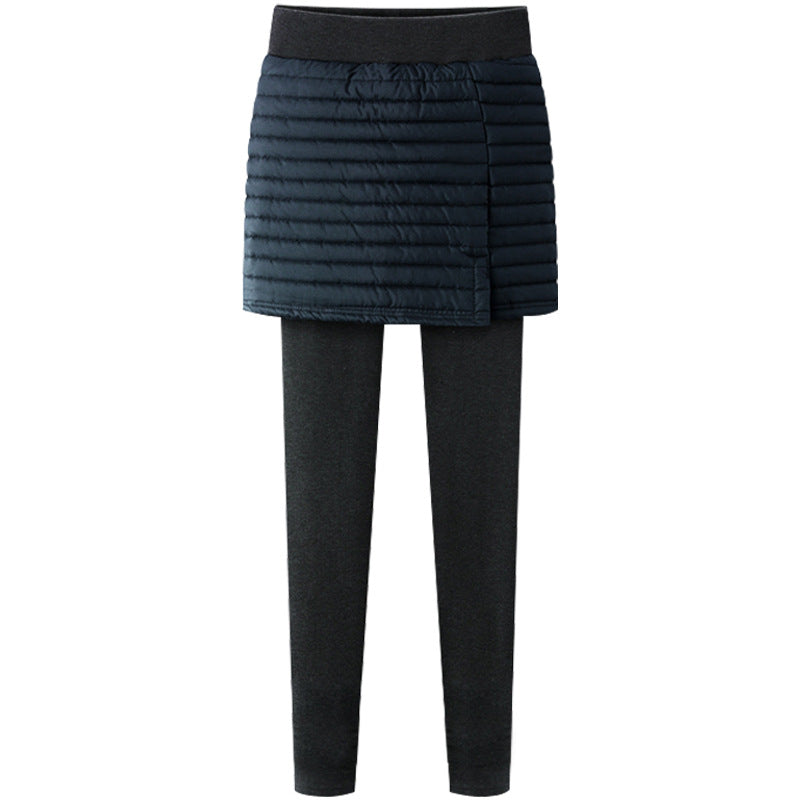Fleece leggings women's outer wear thick cotton trousers plus size high waist culottes stretch slim pants