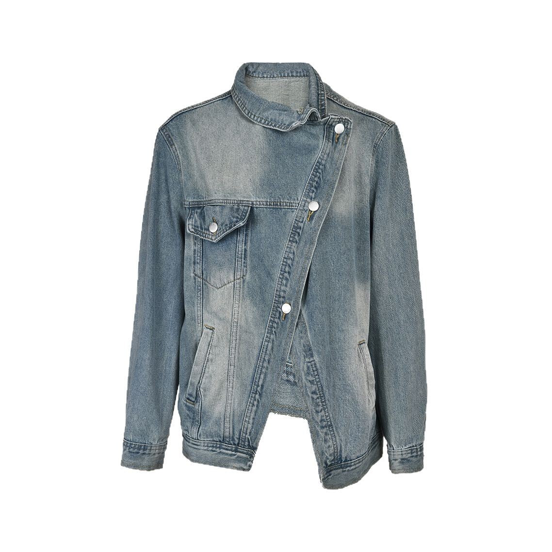 Cappotto di jeans lavato irregolare in stile coreano ampio da donna