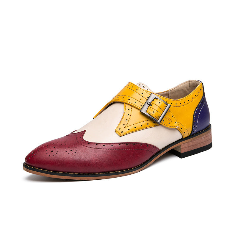 Men's Color-blocking Leather Shoes Fashion Trend