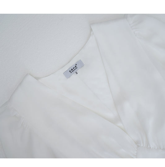 French Court Retro Style Slim White Dress
