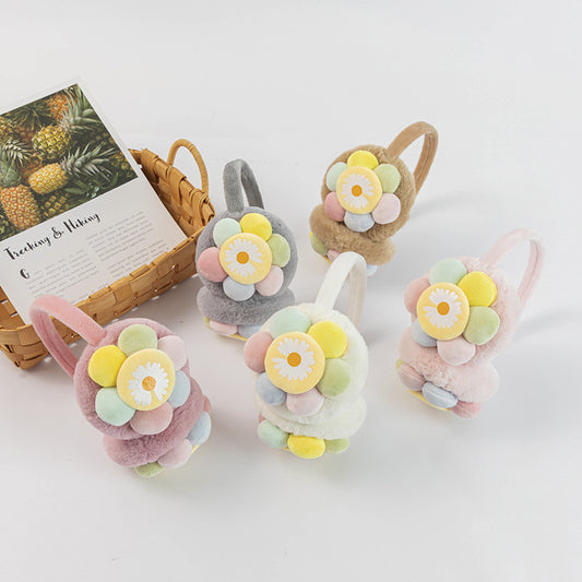 New Children's Plush Earmuffs Cute Sunflower Warm
