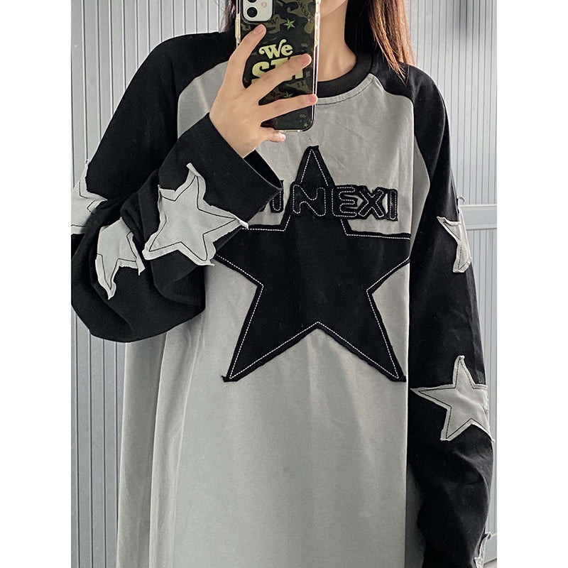 Patch XINGX Long-sleeved T-shirt Women's Retro Top