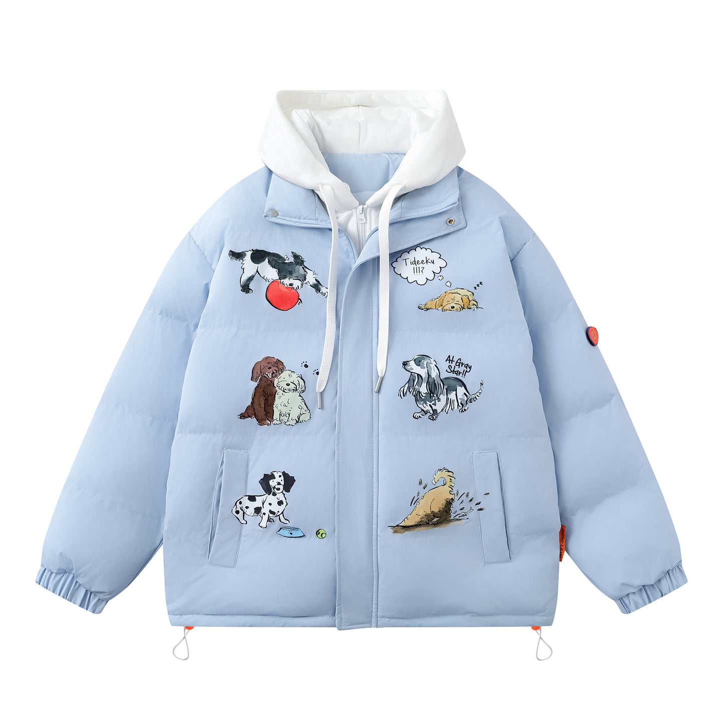 Puppy Fake Two-piece Hooded Cotton Jacket Men's And Women's Cotton-padded Clothes