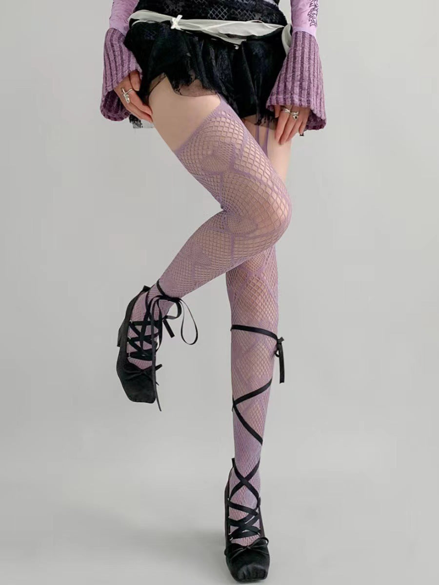 Women's High-Top Suspender Hollow-Out Sheer Tights