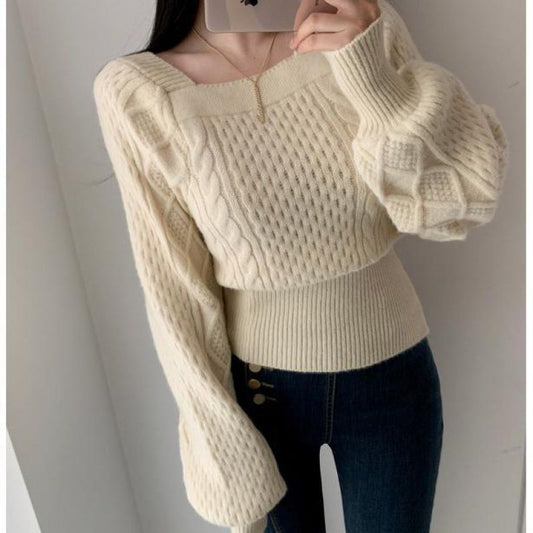 Waist Slimming Loose Long-sleeved Knitted Bottoming Shirt Pullover