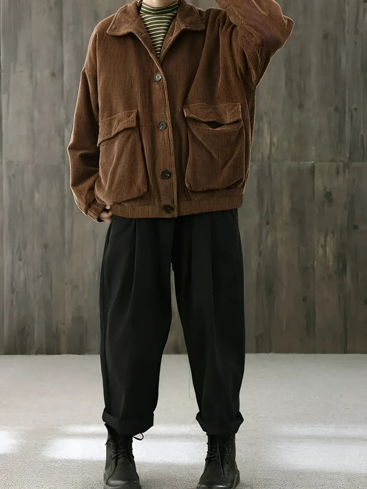 Corduroy Long-sleeved Shirt Men's Plus Size Casual Jacket