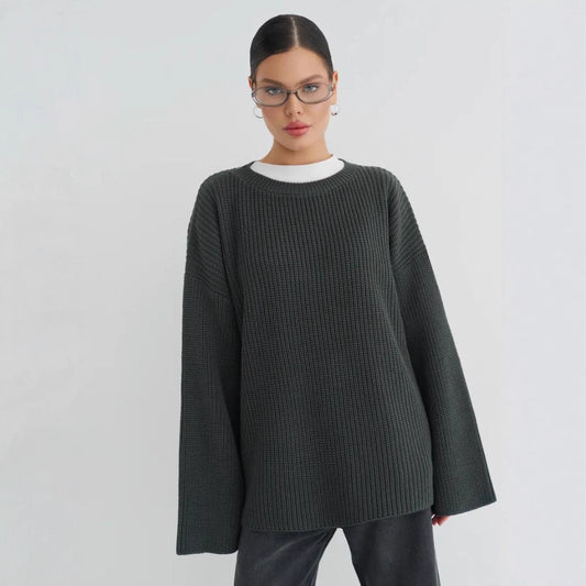 European And American Loose Autumn Winter Sweater Gray Top
