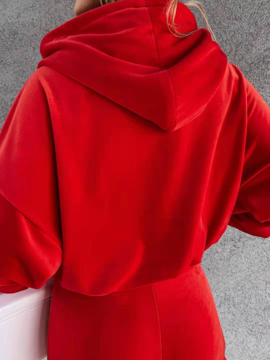 Ladies Suit Hooded Solid Color