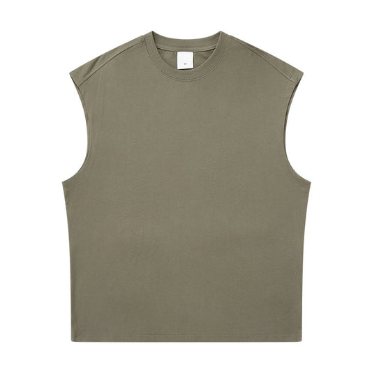 Kraftig ærmeløs T-shirt i ren bomuld