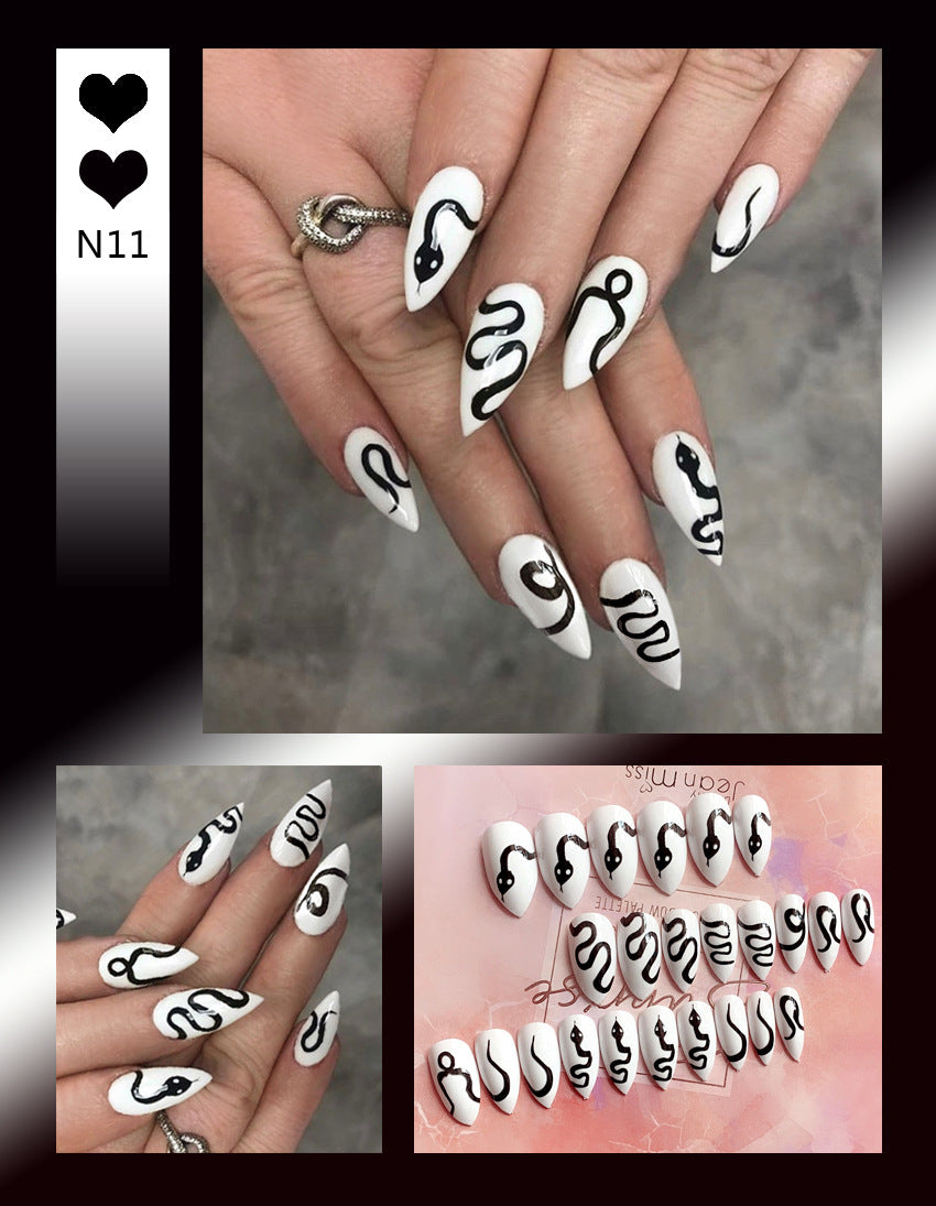 Dark Snake Flame Fake Nail Tip
