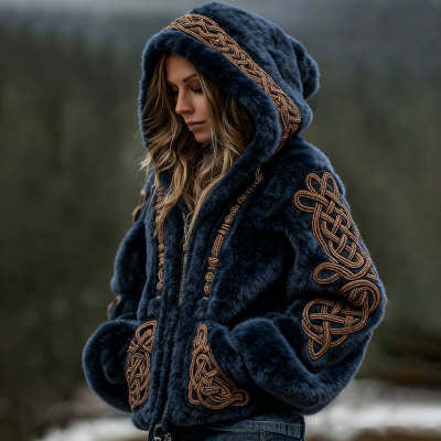 Womens Warm Hooded Zip-Up Cardigan Sweater