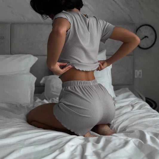 Fashion Thin Pure Cotton Casual Homewear Two-piece Set