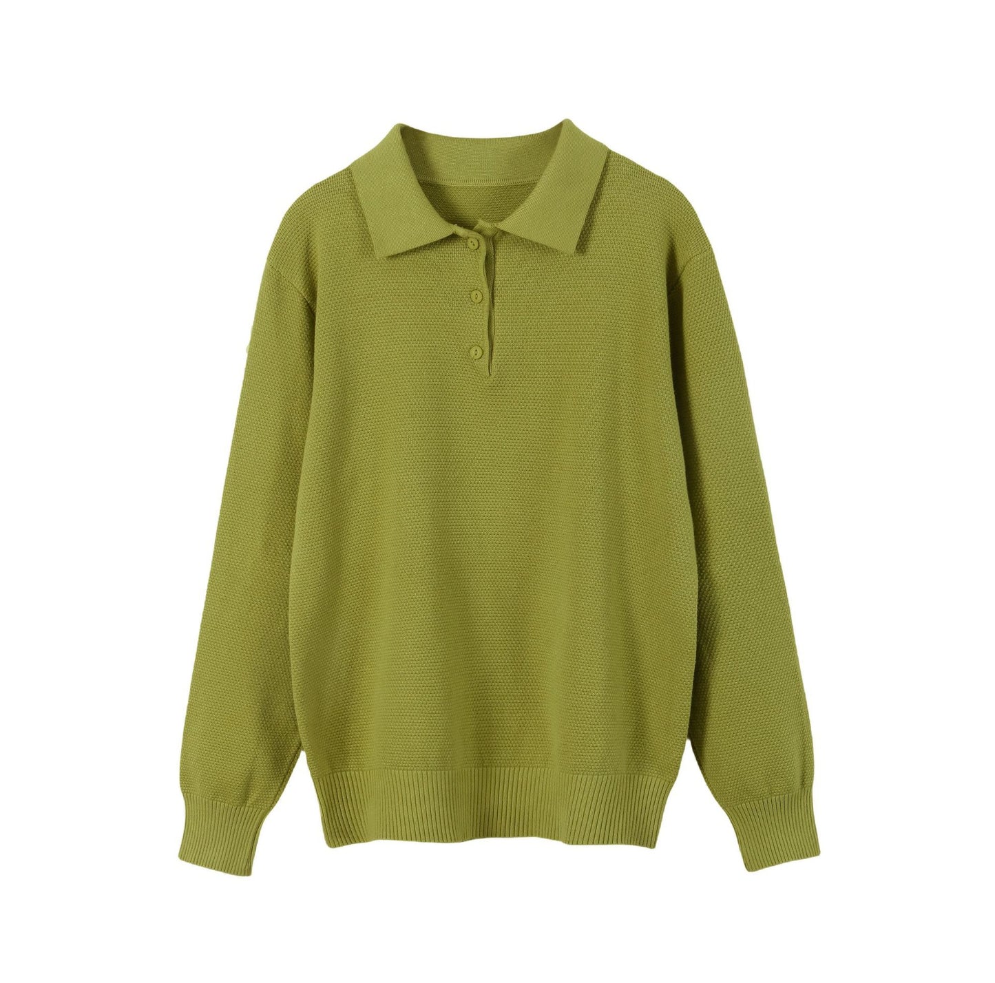 Vintage Casual All-matching Polo Lapel High Quality Knitted Sweater