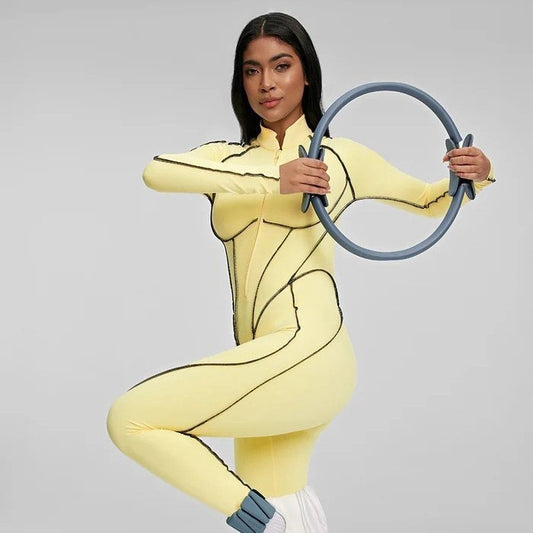 Sport Fitness Split Design Et-Stykke Hot Girl Skinny Yoga Tøj Med Brystpude Åndbar