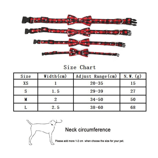 Christmas snowflake red bow collar