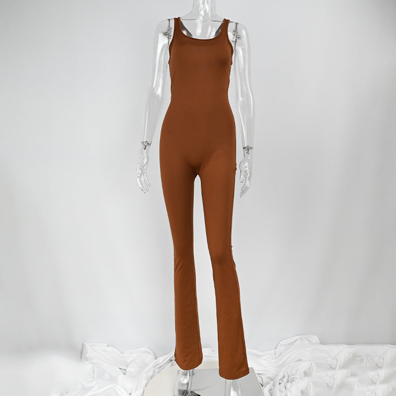 Women's Fashion Casual Solid Color Jumpsuit