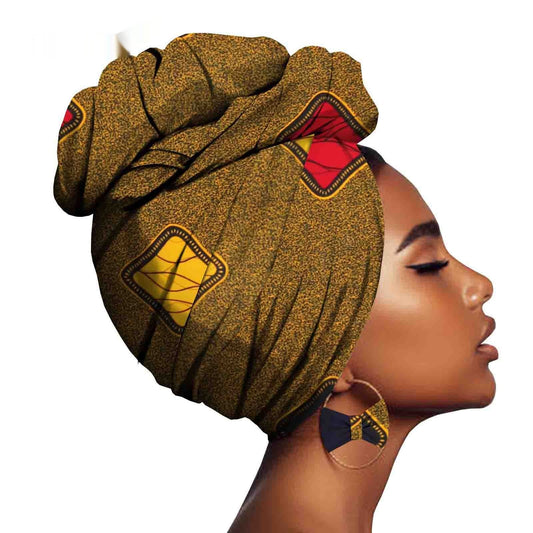 Batik Headscarf Exaggerated Earrings