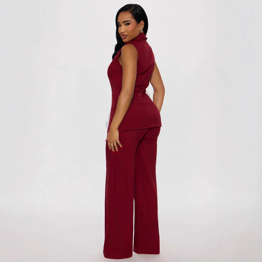 Women's Casual Sleeveless Suit Pants Set