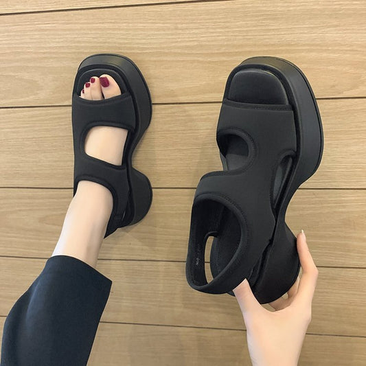 Summer New Casual Stretch Cloth All-match Muffin Thick Sports Sandals