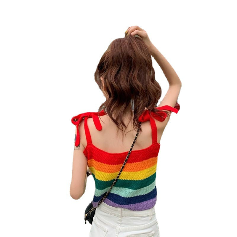 Rainbow-striped Camisole Tank Top