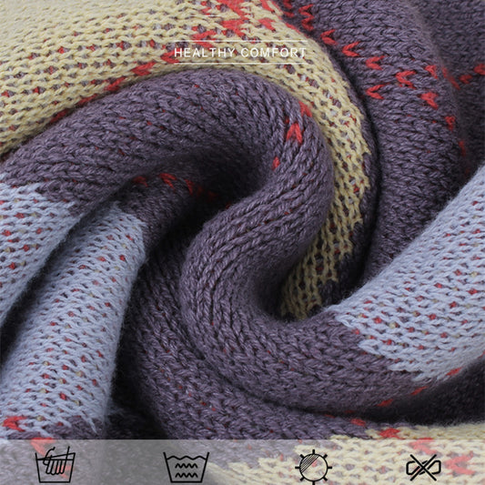 American Retro Gray Blue V-neck Diamond Knitted Sweater Women
