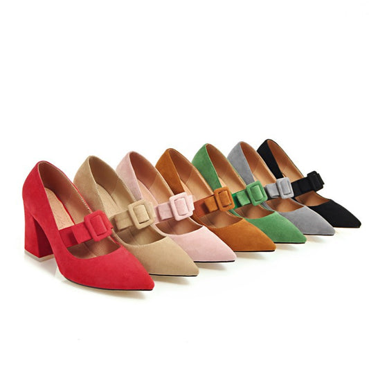 Chunky High Heel Pointed Toe Size Shoes