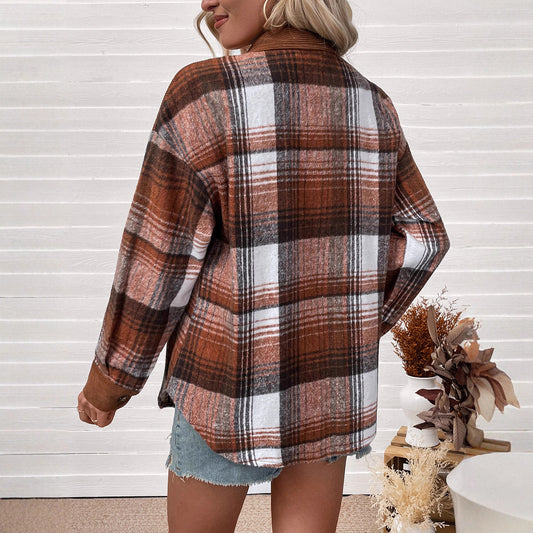 Women's Contrast Color Casual Style Shirt Autumn
