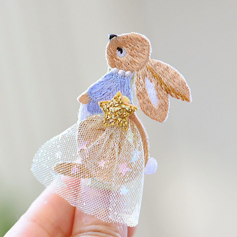 Summer Pendant Embroidered Rabbit Panda Barrettes Bow Hair Accessories