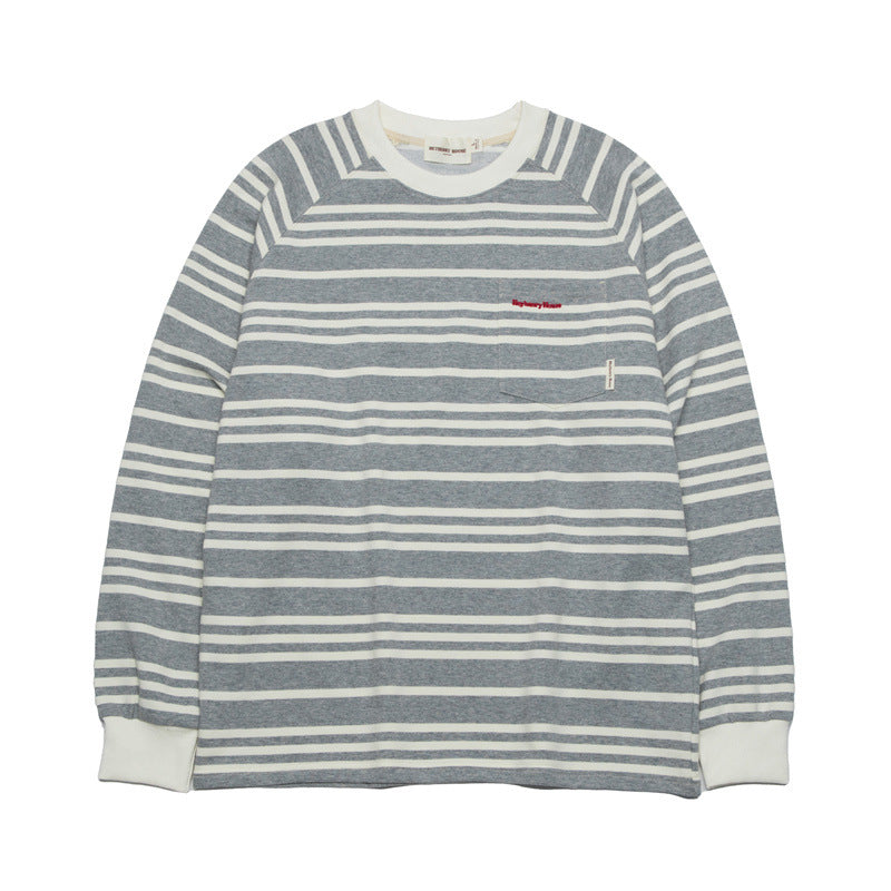 Striped Design Loose Couple Outfit Long Sleeves