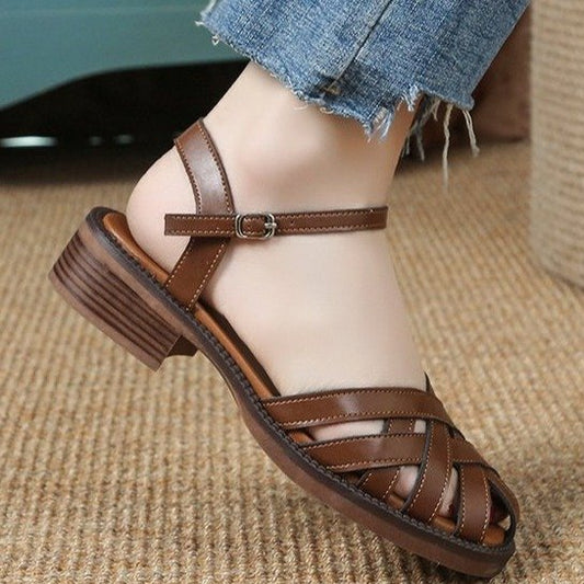 Women's Closed Toe Buckle With Thick Bottom Hollow Out